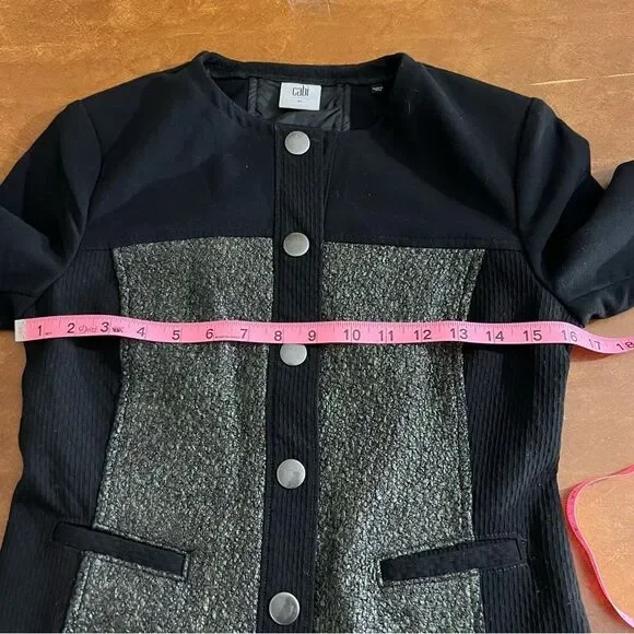 CAbi #3036 Cropped Panel Media Jacket Black Gray Sz XS - Picture 7 of 7